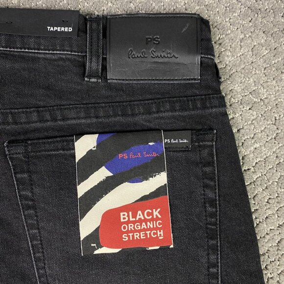 NWT Paul Smith Tapered Fit Black Organic Stretch Jeans Men's 30 Measure 32 x 31 - Picture 8 of 16